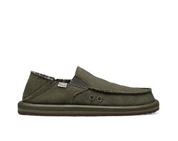 Sanuk Vagabond Soft Top Hemp Collapsible Heel Men's Sidewalk Surfers Olive | Canada 218EBC